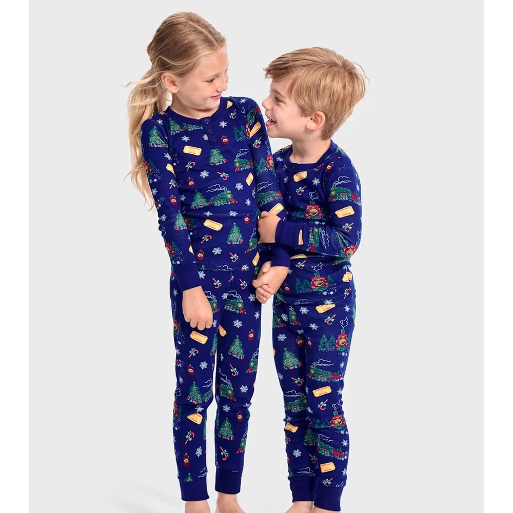 NWT Gymboree Pajamas Kids Sz 14 Pjs Gymmies Blue Christmas Train Polar Express